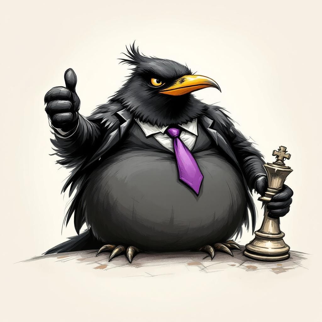 Agentrook mascot, a confident rook in a suit holding a chess king, representing the AI ad maker